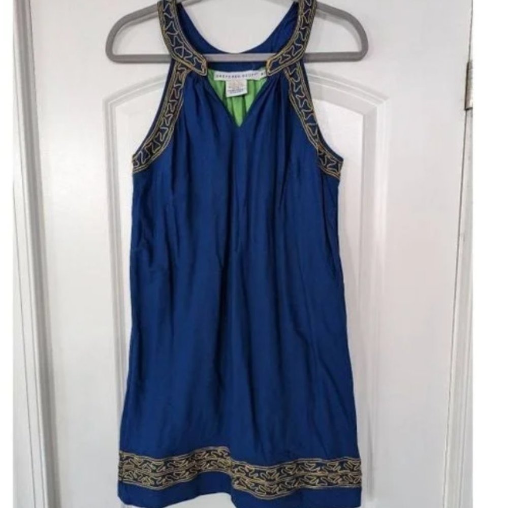 Embroidered Dress Women's size Small green blue gold
